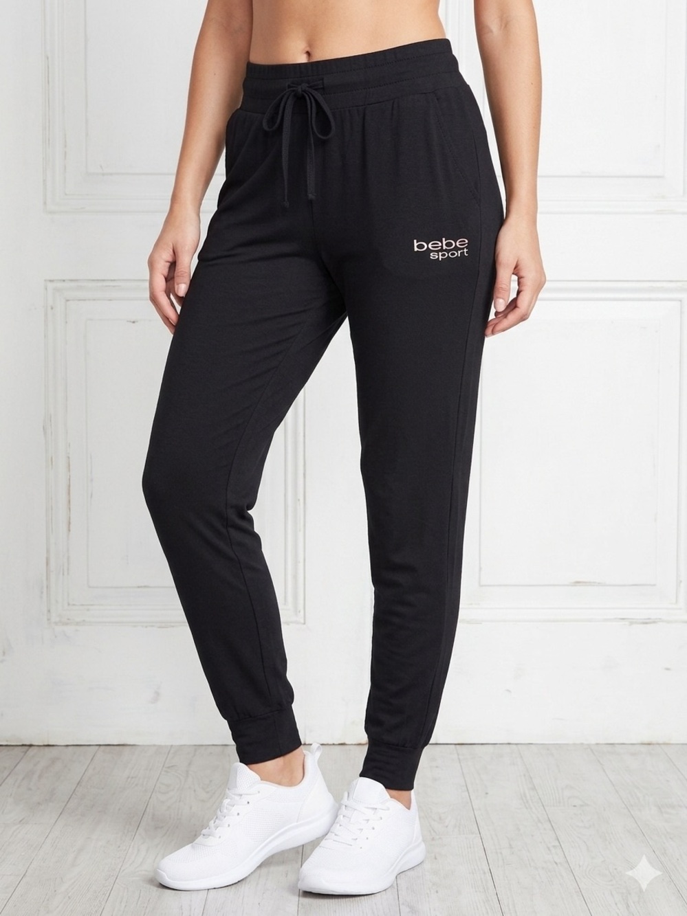 bebe Black Drawstring Jogger Pants